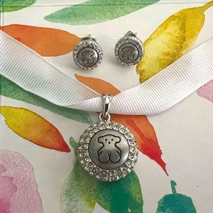 Stainless Steel Pendant and Earring Bear Set